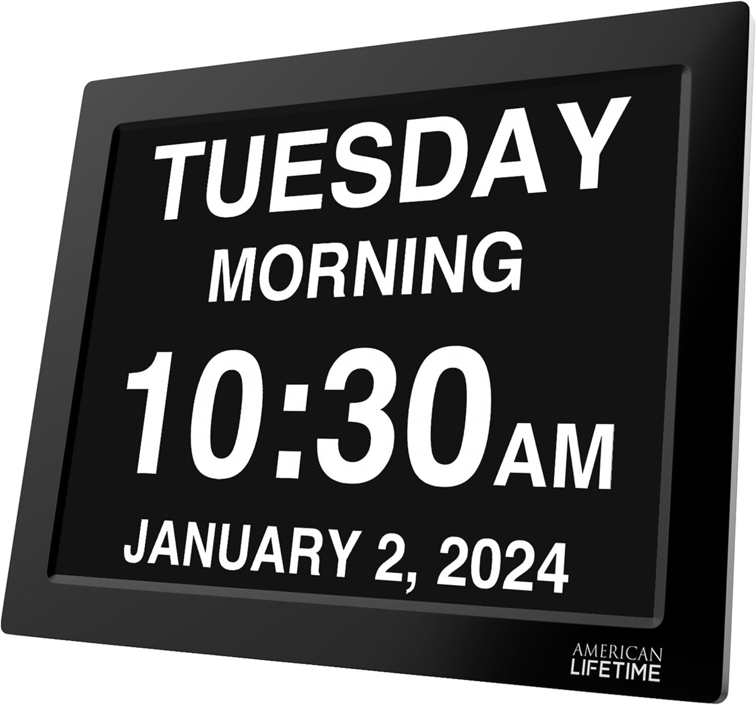 American Lifetime Dementia Digital Clock for Seniors with Large Display, Custom Alarms, Day & Date, 15 Inch, Black