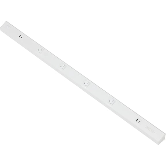 American Lighting Atom Power Strip 40 Inch 120V Low Profile with 4 Tamper Resistant Receptacles USB-A USB-C Hardwired Under Cabinet White Finish Indoor Use Aluminum ATOM-120V-40-WH