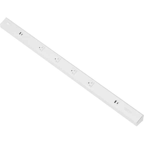 American Lighting Atom Power Strip 36 Inch 120V Low Profile with 4 Tamper Resistant Receptacles USB-A USB-C Hardwired Under Cabinet White Finish Indoor Use ATOM-120V-36-WH