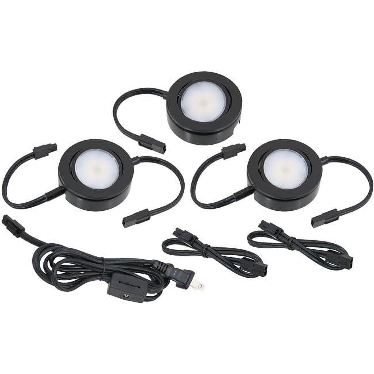 Black Dimmable Swivel LED Puck Light Kit, 3-Pack