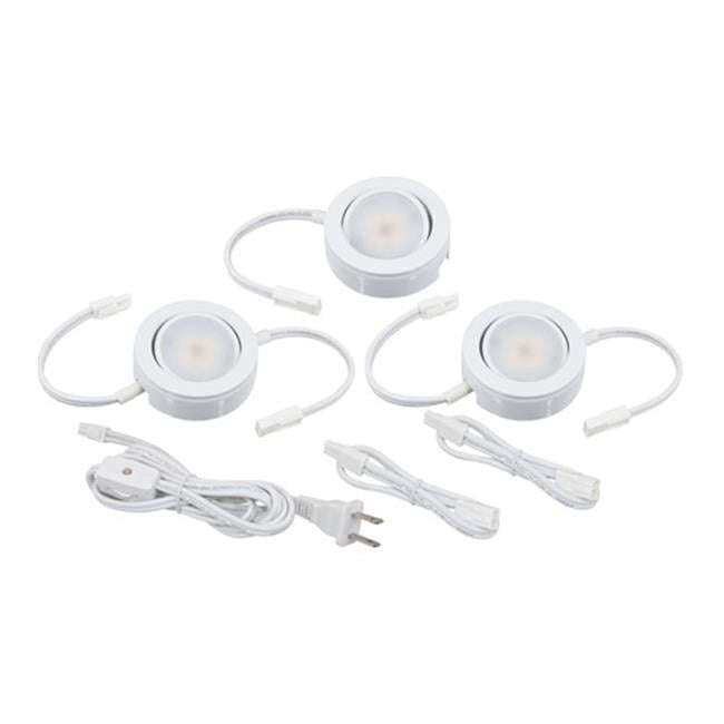 White Dimmable LED Puck Light Kit with Swivel Feature