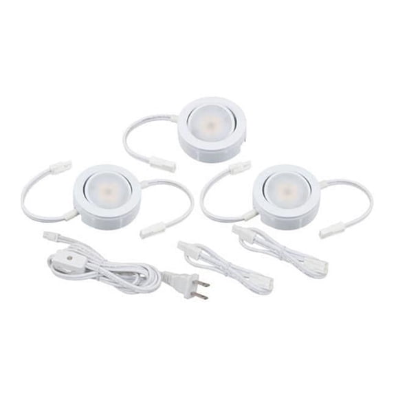 American Lighting MVP-3-30-WH 4.3W 120V 250 Lumens MVP 3 LED Light Puck Kit with Roll Switch & 6 ft. Power Cord - White