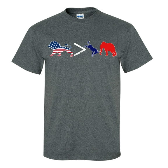 American Lion Greater Than Politics Unisex Short Sleeve T-shirt-Dark Heather Grey-3XL