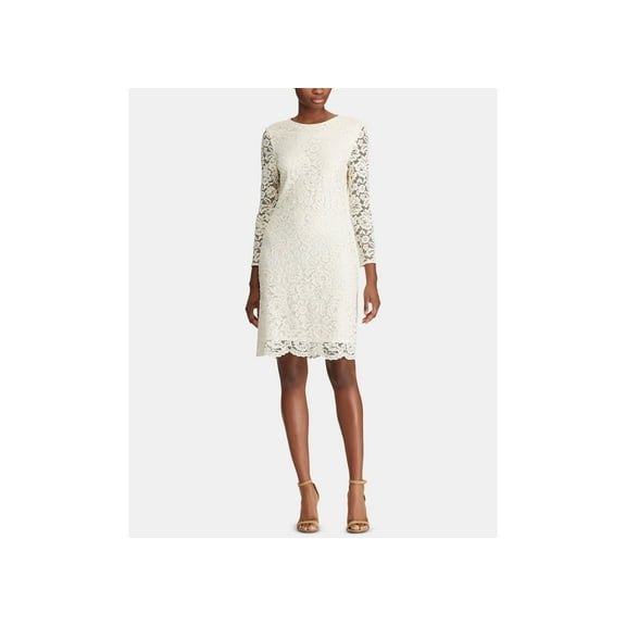 American Living Scalloped Lace Dress Cream 8