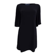 American Living Womens Split-Sleeve Contrast Shift Dress 18, Black/Cream