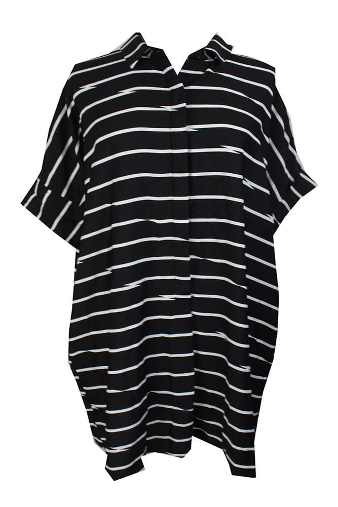 american living black and white dress American Living Two-Tone Printed Jersey Dress