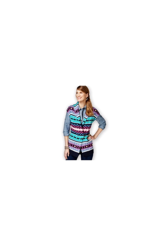 Womens Fair-Isle-Print Sweater Vest, Blue, X-Small