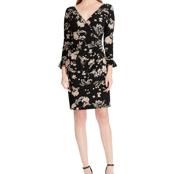 American Living Womens Fallon Wrap Dress, Black, 4