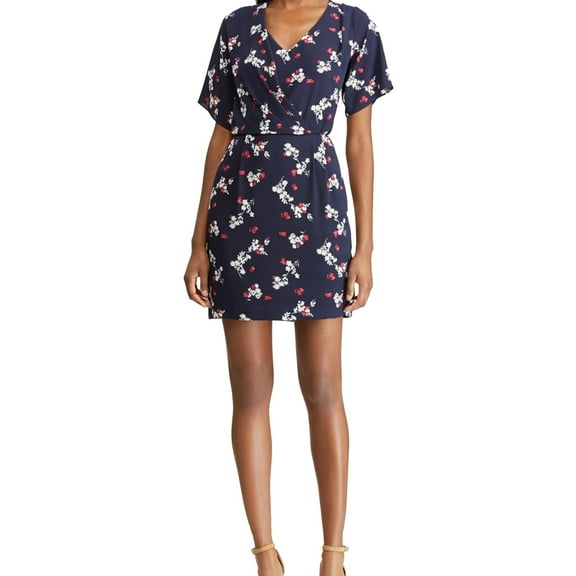 American Living Womens Floral Georgette A-line Dress, Blue, 12