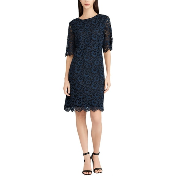 American Living Womens Floral-Lace Mini Dress, Black, 2