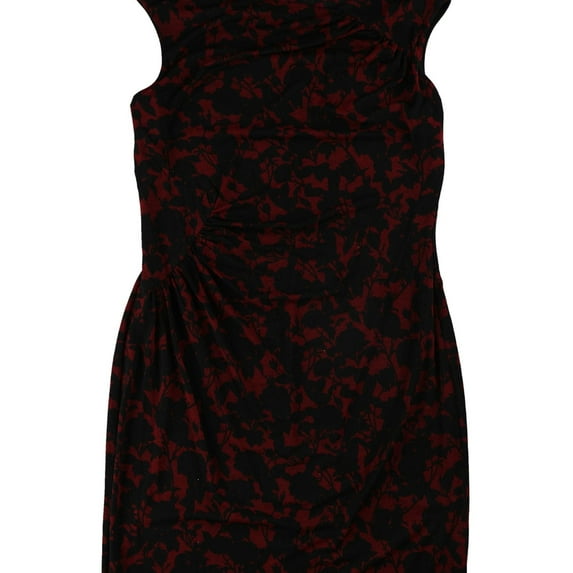 American Living Womens Floral-Print Sheath A-line Dress, Red, 16
