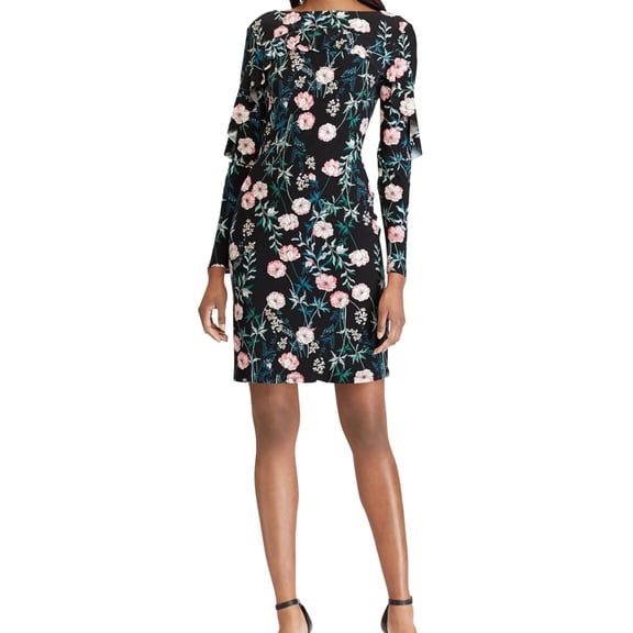 American Living Womens Floral Layered Dress, Black, 12