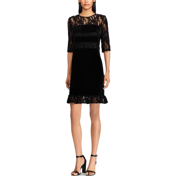 American Living Womens Jalena Lace Panel Velvet Party Dress