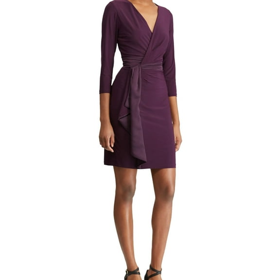 American Living Womens Jersey Ruffled Dress, Purple, 16