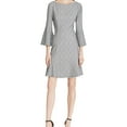 thumbnail image 1 of American Living Womens Leelee Tweed Bell Sleeves Wear to Work Dress B/W 14, 1 of 2