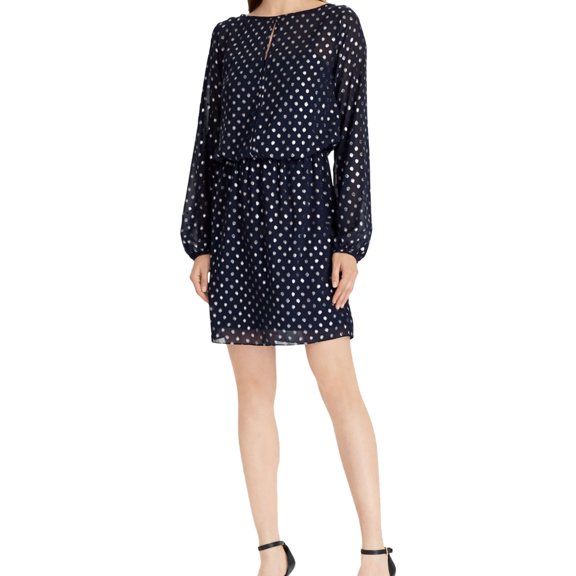 American Living Womens Metallic Mini Dress, Blue, 14