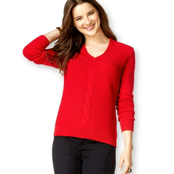 American Living Womens Solid Knit Pullover Sweater, Red, XX-Large