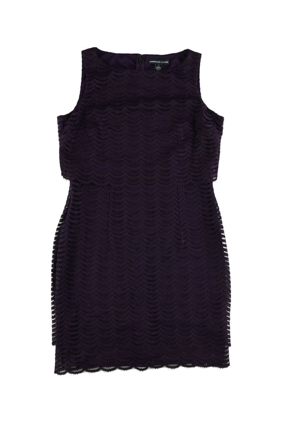 Womens Mesh Popover A-line Dress, Purple, 8