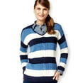 thumbnail image 1 of American Living Womens Striped LS Pullover Sweater, Blue, XX-Large, 1 of 4