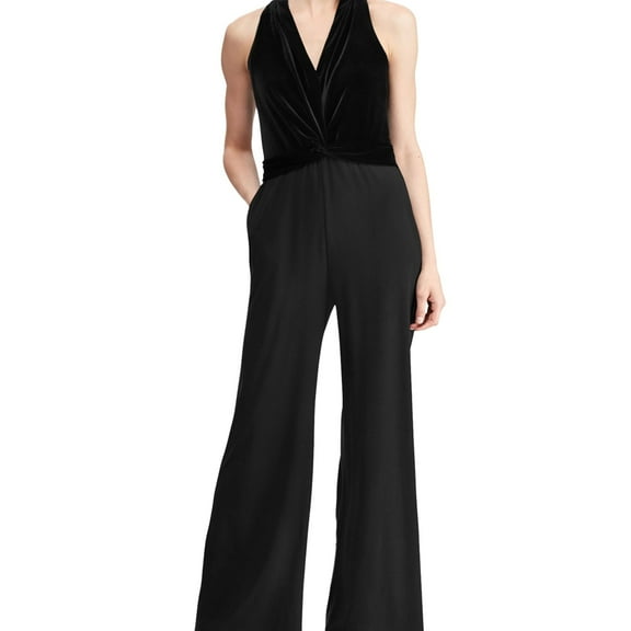 American Living Womens Velvet Jumpsuit, Black, 2