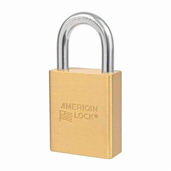 Padlock, Keyed Different, Standard Shackle, Rectangular Brass Body, Boron Shackle, 7/8 in W