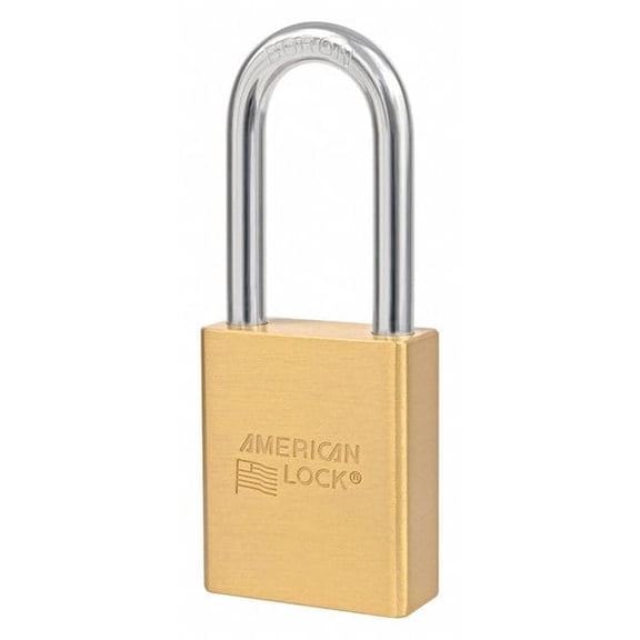 American Lock Keyed Padlock, 15/16 in,Rectangle,Gold A3651D035KD