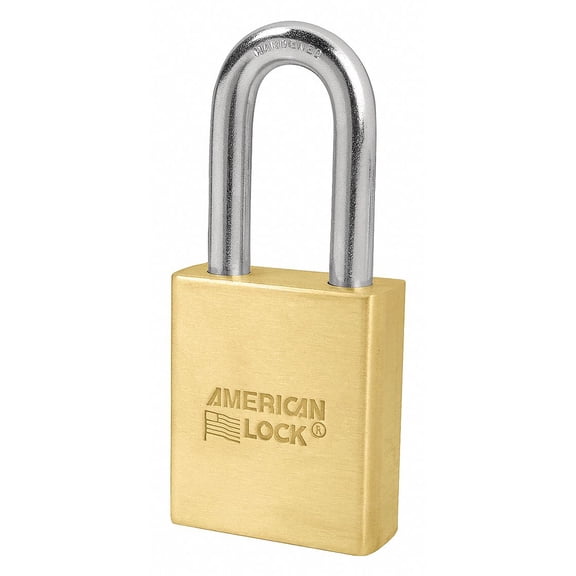 American Lock Keyed Padlock, 3/4 in,Rectangle,Gold