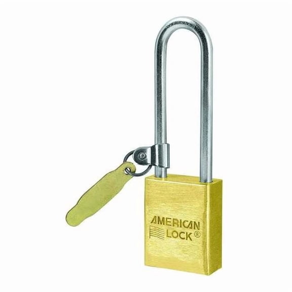 Different-Keyed Padlock, Open Shackle Type, 3" Shackle Height, Gold