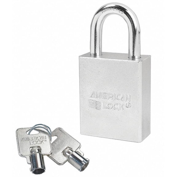Alike-Keyed Padlock, Open Shackle Type, 1-1/8" Shackle Height, Silver