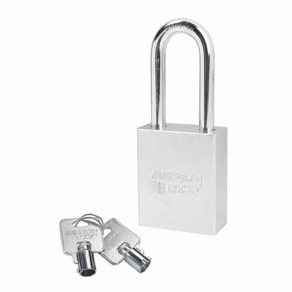 Padlock, Keyed Different, Long Shackle, Rectangular Steel Body, Boron Shackle, 3/4 in W