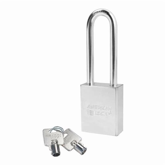 Padlock, Keyed Alike, Long Shackle, Rectangular Steel Body, Boron Shackle, 3/4 in W
