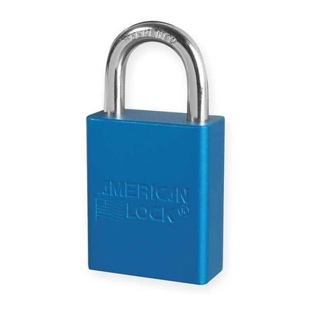 Lockout Padlock, Keyed Alike, Aluminum, Blue, 1 in Shackle Height, 1 1/2 in Body Width