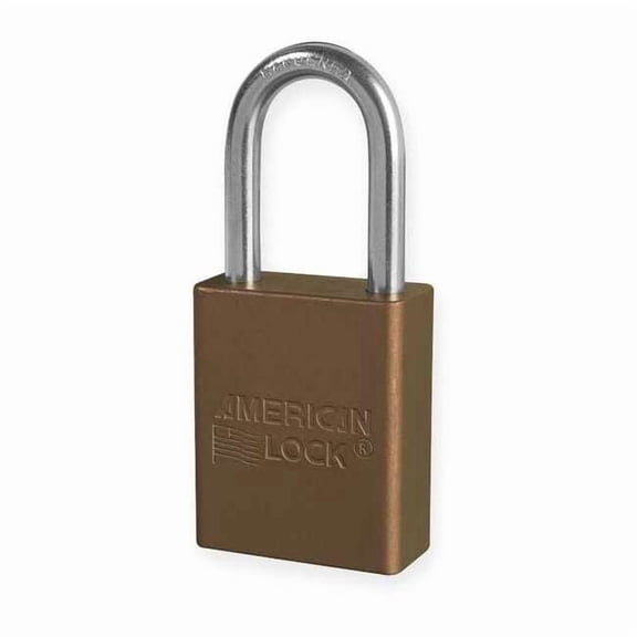 Lockout Padlock, Keyed Alike, Aluminum, Brown, 1 1/2 in Shackle Height, 1 1/2 in Body Width