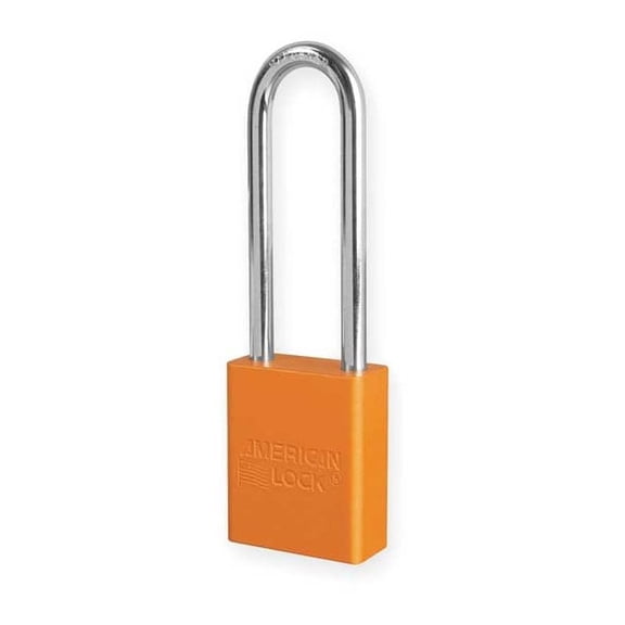 Lockout Padlock, Keyed Alike, Aluminum, Orange, 3 in Shackle Height, 1 1/2 in Body Width