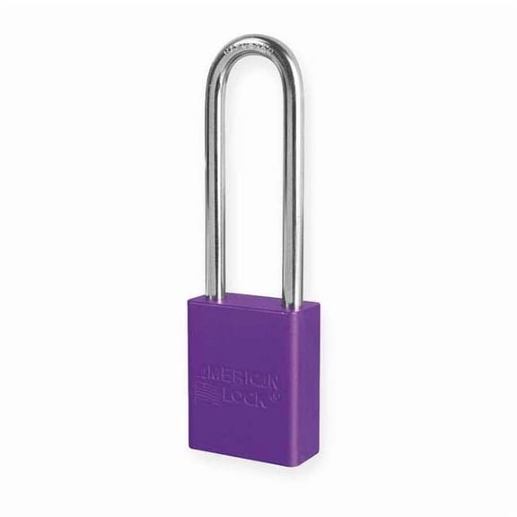 Lockout Padlock, Keyed Alike, Aluminum, Purple, 3 in Shackle Height, 1 1/2 in Body Width