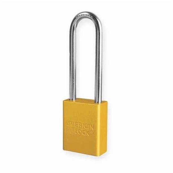 Lockout Padlock, Keyed Different, Aluminum, Yellow, 3 in Shackle Height, 1 1/2 in Body Width