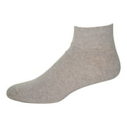 SOLE PLEASERS American Made Athletic Crew Quarter Length Gray color Cotton Socks with Gripper Soft Heel and Toe 9 - 11 Size Pack of 12 Pair Made in USA