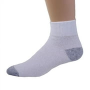 American Made Athletic Crew Quarter Length White/Gray Color Cotton Socks with Dark Gray Ankle and Toe 9 - 11 Size Pack of 12 Pair Made in USA