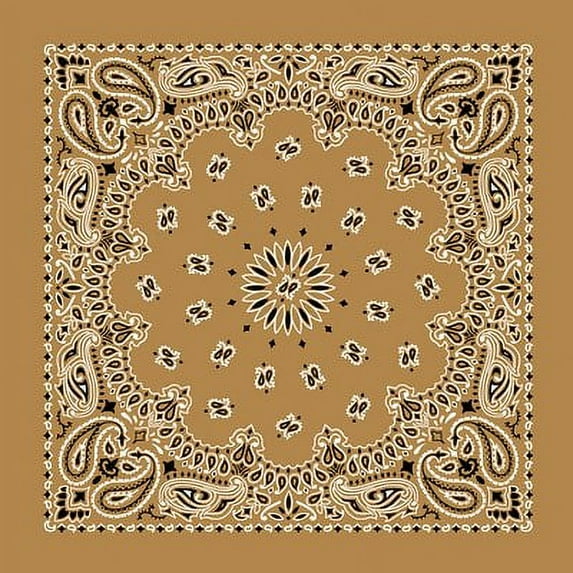 American Made Beige Western Paisley Bandana - Single Piece 22x22