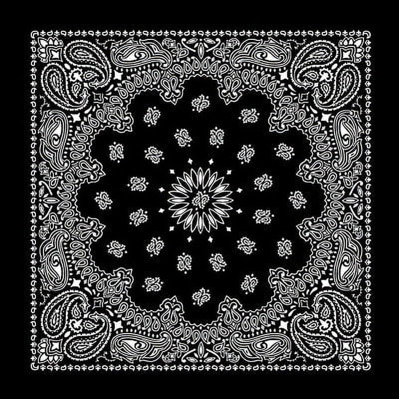 小物 60S VINTAGE BLACK COOKIE PATTERN BANDANA American Made Black Western Paisley Bandana - Single Piece