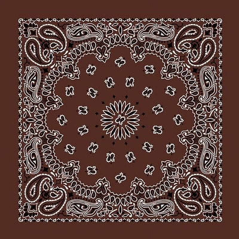 American Made Large Scarf Cocoa Brown Western Paisley Bandana