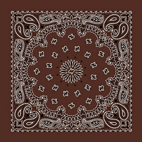 American Made Cocoa Brown Western Paisley Bandana - Single Piece 22x22