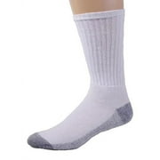 American Made Cotton Crew Quarter Length White/Gray Color Socks with Dark Gray Bottom 13 - 15 Size Pack of 12 Pair Made in USA