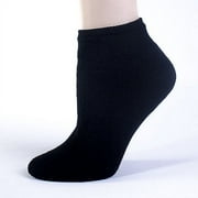American Made Cotton No Show Low Cut Black Colored Socks with Soft Ankle and Toe 9 - 11 Pack of 12 Pairs Made in USA