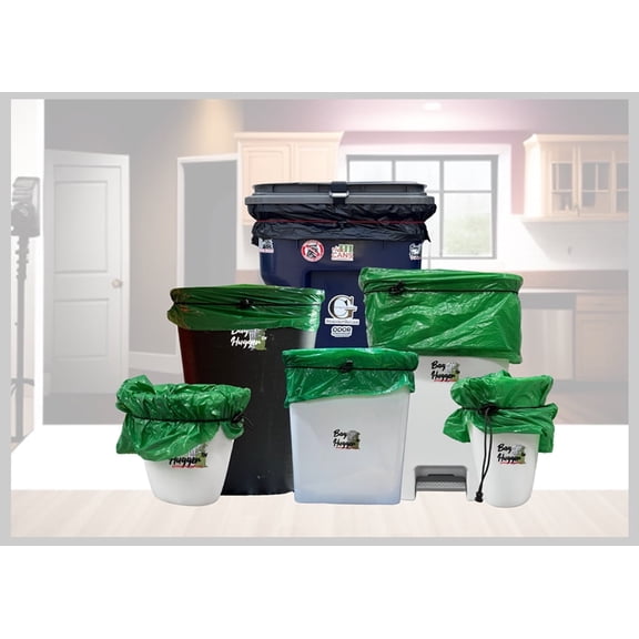 American-Made Garbage Commander Bag Hugger, Nylon Hugger Secures Trash Bag Liners - Adjustable Small to Medium (4 to 30 gallon) Sizes Trash Cans - Home & Kitchen Organization - (GBHS)