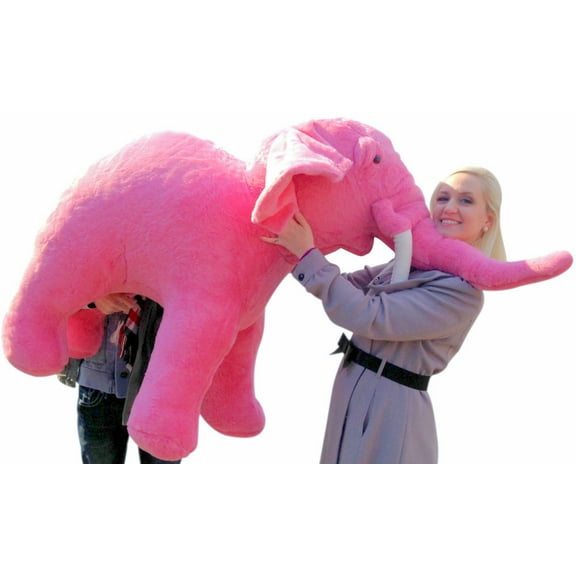 American Made Giant Stuffed Pink Elephant  Huge 54 Inches Long 3 Feet Tall  Made in USA