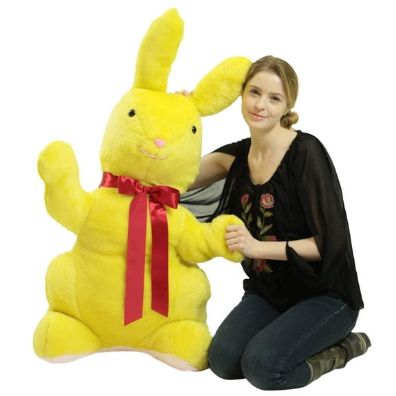 American Made Giant Stuffed Yellow Bunny Soft 42 Inch Big Plush Rabbit