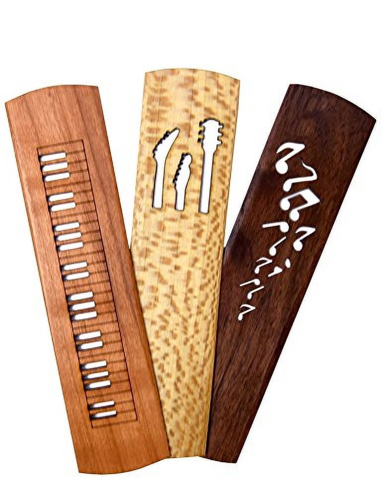 American Made Hardwood Bookmark Set - Handcrafted Music Theme Laser-Cut Wooden Bookmarks (Set Of 3)