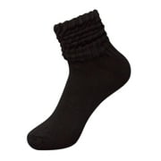American Made Light Weight Cotton Slouch Knee High Socks for Women Black Socks 12 Pair Pack Made In USA