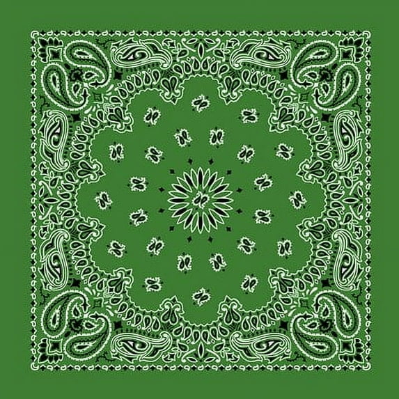 American Made Lime Green Western Paisley Bandanas - Dozen Packed 22x22